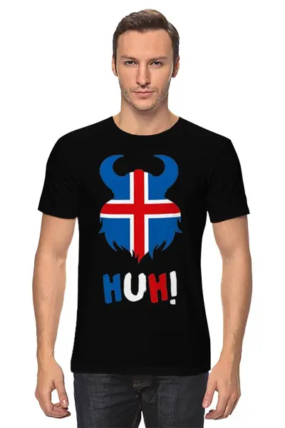 Заказать мужскую футболку в Москве. Футболка классическая Сборная Исландии от geekbox - готовые дизайны и нанесение принтов.