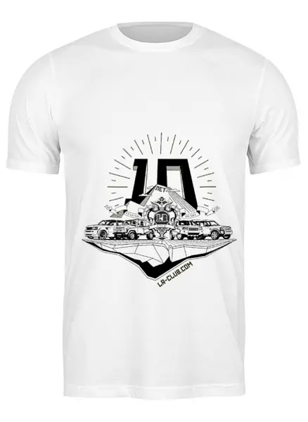 Заказать мужскую футболку в Москве. Футболка классическая "10 лет" от Дмитрий - готовые дизайны и нанесение принтов.
