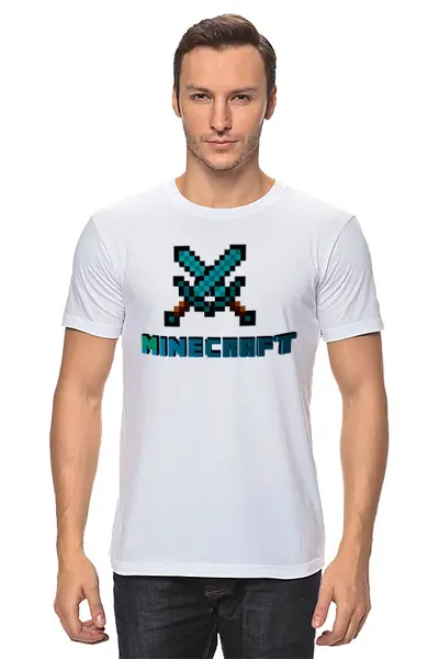 Заказать мужскую футболку в Москве. Футболка классическая Minecraft - Майнкрафт от Savara - готовые дизайны и нанесение принтов.