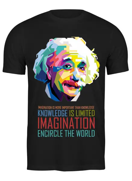 Заказать мужскую футболку в Москве. Футболка классическая Альберт Эйнштейн от geekbox - готовые дизайны и нанесение принтов.