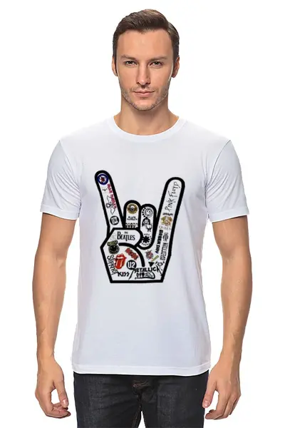 Заказать мужскую футболку в Москве. Футболка классическая Rock music от YellowCloverShop - готовые дизайны и нанесение принтов.