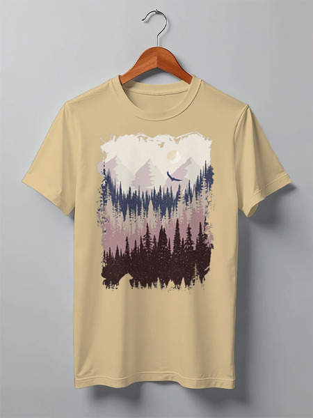 Заказать мужскую футболку в Москве. Футболка классическая Mountains Forest от oneredfoxstore@gmail.com - готовые дизайны и нанесение принтов.