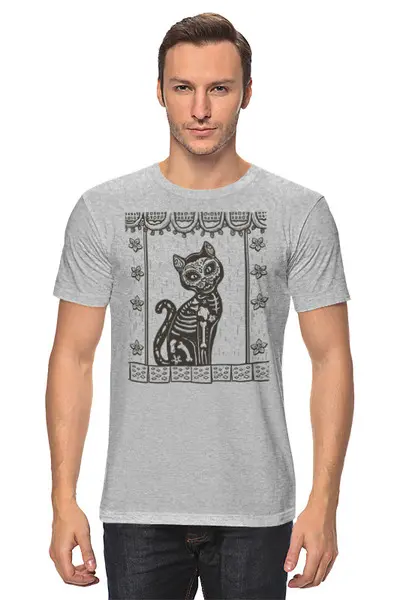 Заказать мужскую футболку в Москве. Футболка классическая Кошка от oneredfoxstore@gmail.com - готовые дизайны и нанесение принтов.