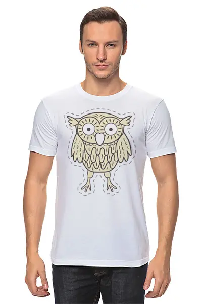 Заказать мужскую футболку в Москве. Футболка классическая Owl Here от oneredfoxstore@gmail.com - готовые дизайны и нанесение принтов.