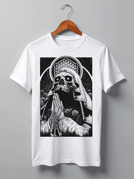 Заказать мужскую футболку в Москве. Футболка классическая Bring Me The Horizon молитва от inPrintio - готовые дизайны и нанесение принтов.