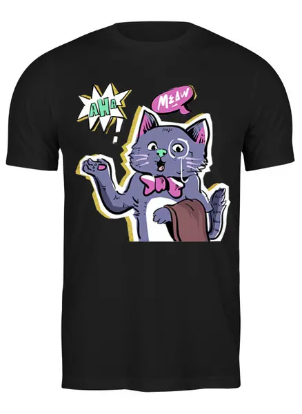 Заказать мужскую футболку в Москве. Футболка классическая Cats Here от oneredfoxstore@gmail.com - готовые дизайны и нанесение принтов.