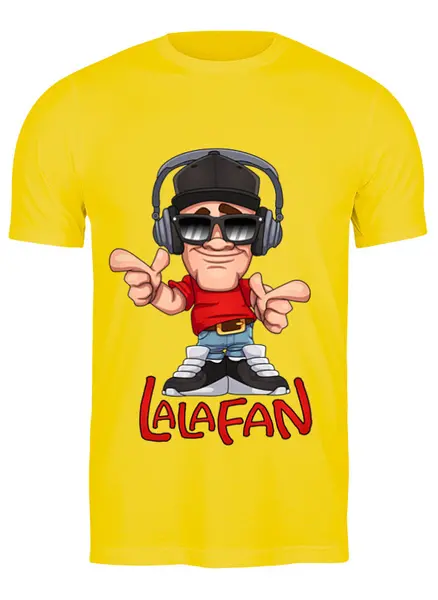 Заказать мужскую футболку в Москве. Футболка классическая LalaFan DJ T-Shirt (жёлтая, муж.) от LalaFan  - готовые дизайны и нанесение принтов.