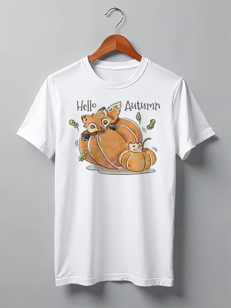 Заказать мужскую футболку в Москве. Футболка классическая Fox Here от oneredfoxstore@gmail.com - готовые дизайны и нанесение принтов.