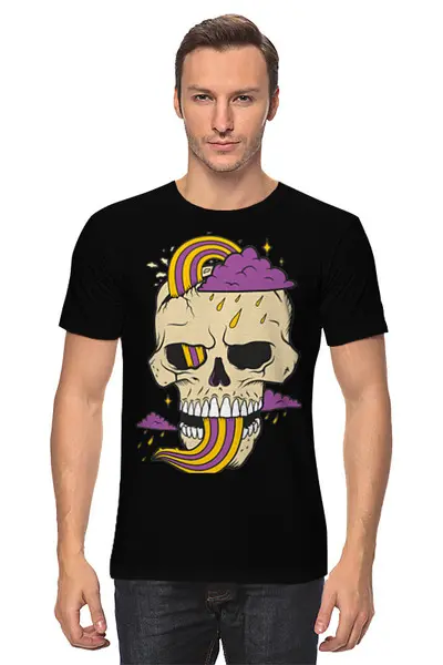 Заказать мужскую футболку в Москве. Футболка классическая череп от queen  - готовые дизайны и нанесение принтов.