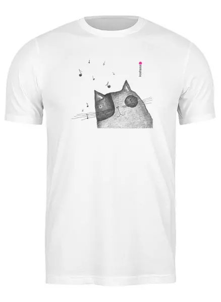 Заказать мужскую футболку в Москве. Футболка классическая Music Cat от Olya Promokla - готовые дизайны и нанесение принтов.