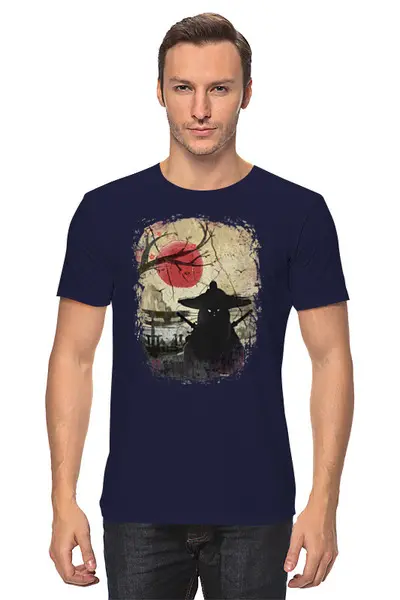 Заказать мужскую футболку в Москве. Футболка классическая Japan Samurai Cat от oneredfoxstore@gmail.com - готовые дизайны и нанесение принтов.