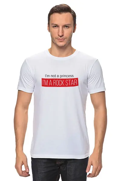Заказать мужскую футболку в Москве. Футболка классическая Rock star от Петр Золотухин - готовые дизайны и нанесение принтов.