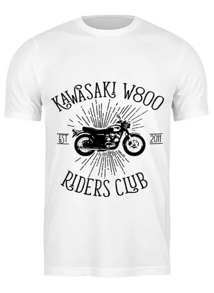 Заказать мужскую футболку в Москве. Футболка классическая Kawasaki W800 Riders Club от madwheelz - готовые дизайны и нанесение принтов.