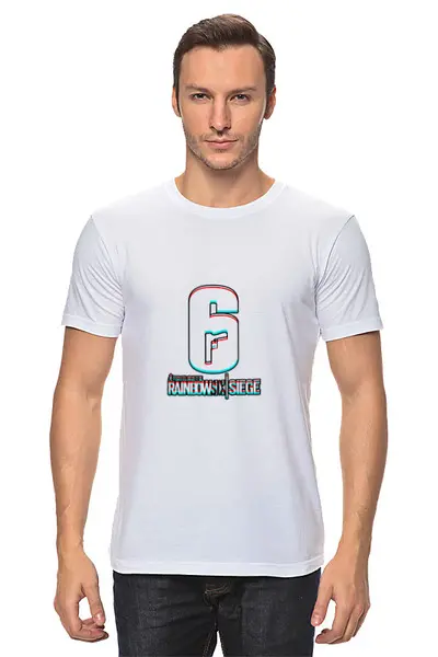 Заказать мужскую футболку в Москве. Футболка классическая Rainbow 6 от THE_NISE  - готовые дизайны и нанесение принтов.