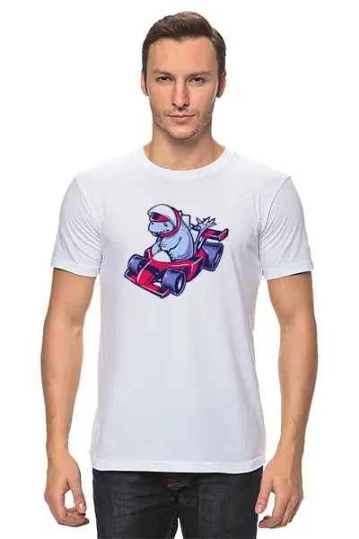 Заказать мужскую футболку в Москве. Футболка классическая Динозавр на Картинге от trugift - готовые дизайны и нанесение принтов.