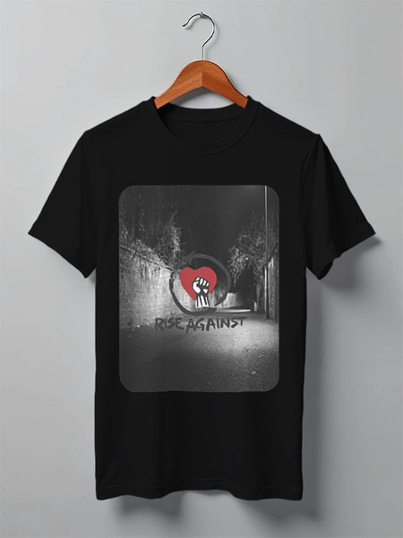 Заказать мужскую футболку в Москве. Футболка классическая Rise Against - logo от Денис - готовые дизайны и нанесение принтов.