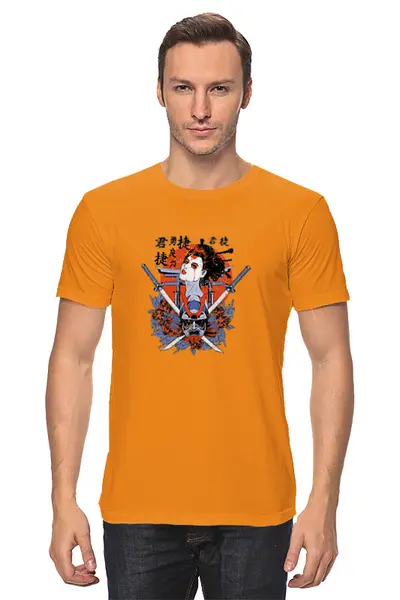 Заказать мужскую футболку в Москве. Футболка классическая Самурай Гейша от beliybro beliybro - готовые дизайны и нанесение принтов.