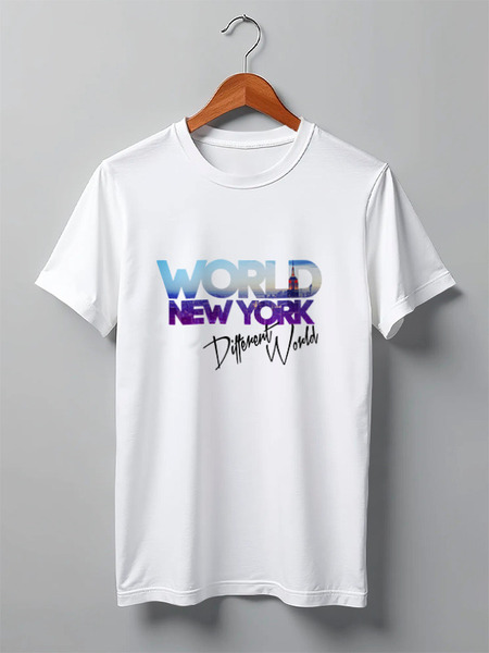 Заказать мужскую футболку в Москве. Футболка классическая "DIFFERENT WORLD": New York от Octopuslabel - готовые дизайны и нанесение принтов.