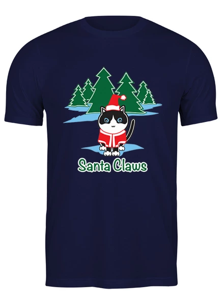 Заказать мужскую футболку в Москве. Футболка классическая Santa Claws от skynatural - готовые дизайны и нанесение принтов.