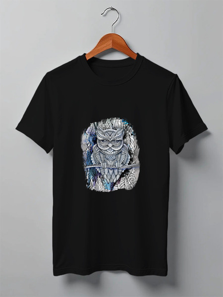 Заказать мужскую футболку в Москве. Футболка классическая Doodle Owl от ArtBYtik - готовые дизайны и нанесение принтов.