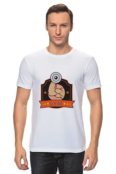 Заказать мужскую футболку в Москве. Футболка классическая IRON GYM от trend - готовые дизайны и нанесение принтов.