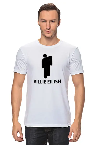 Заказать мужскую футболку в Москве. Футболка классическая Billie Eilish от DESIGNER   - готовые дизайны и нанесение принтов.