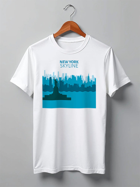 Заказать мужскую футболку в Москве. Футболка классическая New York SKYLINE от balden - готовые дизайны и нанесение принтов.