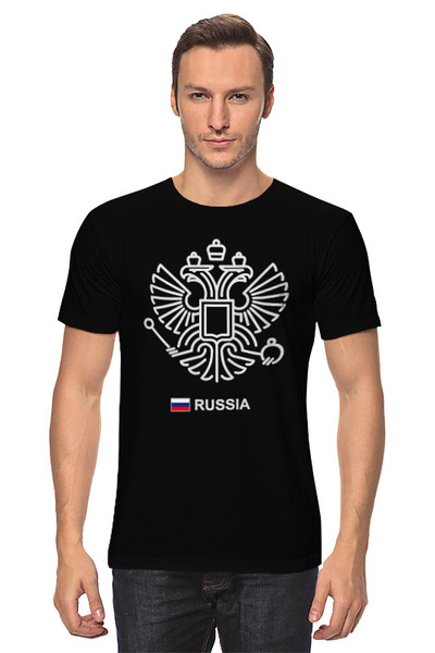 Заказать мужскую футболку в Москве. Футболка классическая Russia от skynatural - готовые дизайны и нанесение принтов.