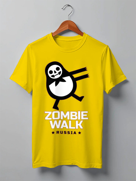 Заказать мужскую футболку в Москве. Футболка классическая zombie walk - Russia от iZOMBIE - готовые дизайны и нанесение принтов.