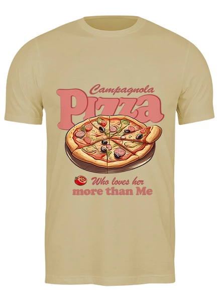 Заказать мужскую футболку в Москве. Футболка классическая Люблю пиццу от d.v.cool71@gmail.com - готовые дизайны и нанесение принтов.