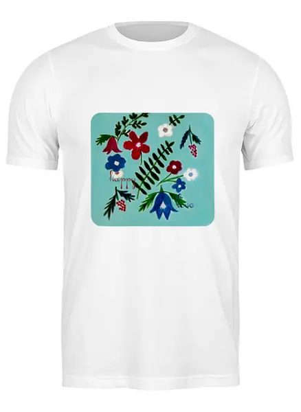 Заказать мужскую футболку в Москве. Футболка классическая Цветы на голубом от mrs-snit@yandex.ru - готовые дизайны и нанесение принтов.