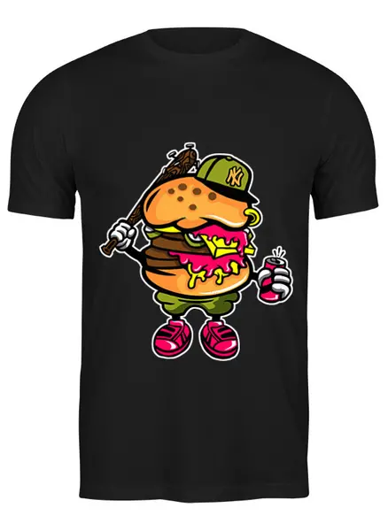 Заказать мужскую футболку в Москве. Футболка классическая Гамбургер от svetlanas - готовые дизайны и нанесение принтов.