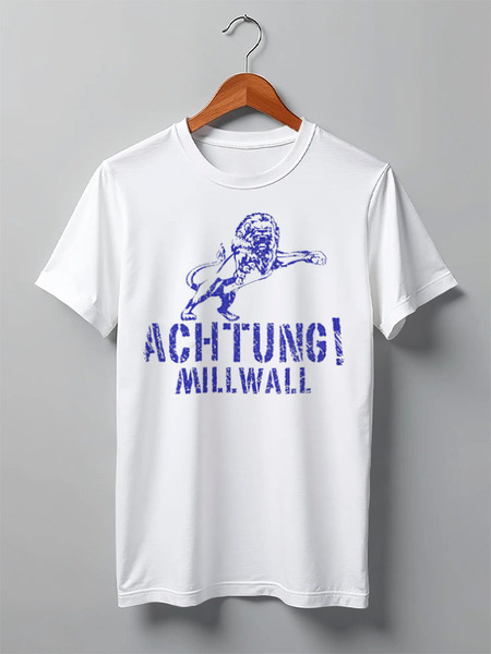 Заказать мужскую футболку в Москве. Футболка классическая Achtung Millwall FC logo tee от Millwall Supporters Club Russia - готовые дизайны и нанесение принтов.