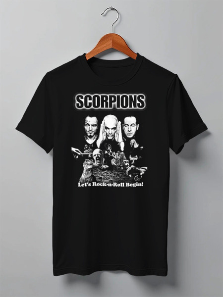 Заказать мужскую футболку в Москве. Футболка классическая Scorpions Band от Leichenwagen - готовые дизайны и нанесение принтов.