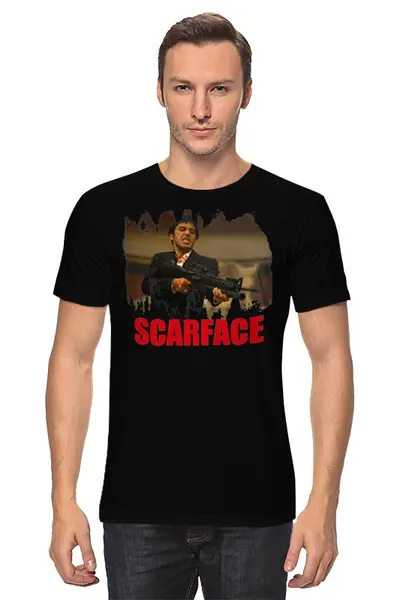 Заказать мужскую футболку в Москве. Футболка классическая SCARFACE от creativemen - готовые дизайны и нанесение принтов.