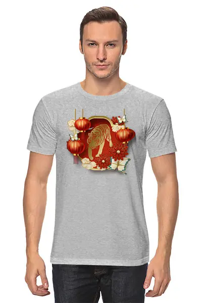 Заказать мужскую футболку в Москве. Футболка классическая Год тигра от Print design  - готовые дизайны и нанесение принтов.