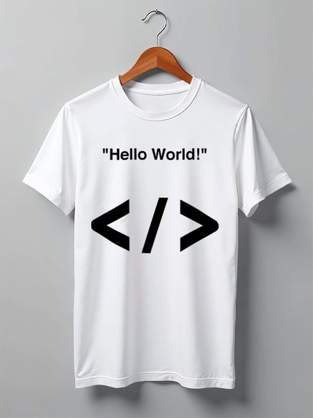 Заказать мужскую футболку в Москве. Футболка классическая "Hello World!" от Nalivaev - готовые дизайны и нанесение принтов.