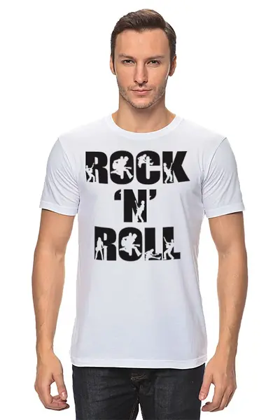 Заказать мужскую футболку в Москве. Футболка классическая Rock N Roll от Leichenwagen - готовые дизайны и нанесение принтов.