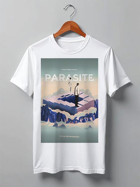 Заказать мужскую футболку в Москве. Футболка классическая Паразиты / Parasite от kino.printio.ru - готовые дизайны и нанесение принтов.