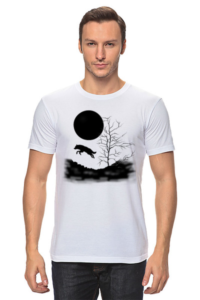 Заказать мужскую футболку в Москве. Футболка классическая Одинокий волк от tatyana.belkova72@yandex.ru - готовые дизайны и нанесение принтов.