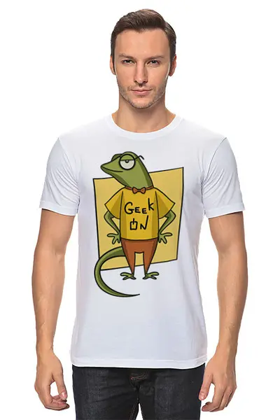 Заказать мужскую футболку в Москве. Футболка классическая Гик Geek On от chistopopitersky - готовые дизайны и нанесение принтов.