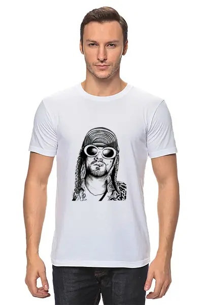 Заказать мужскую футболку в Москве. Футболка классическая Kurt Cobain  от Leichenwagen - готовые дизайны и нанесение принтов.