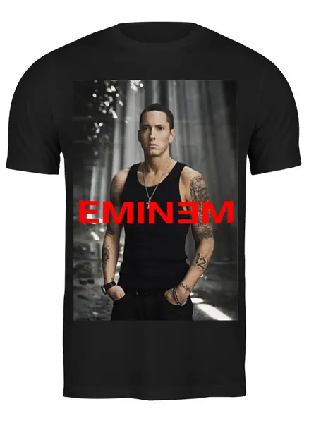 Заказать мужскую футболку в Москве. Футболка классическая Eminem от THE_NISE  - готовые дизайны и нанесение принтов.