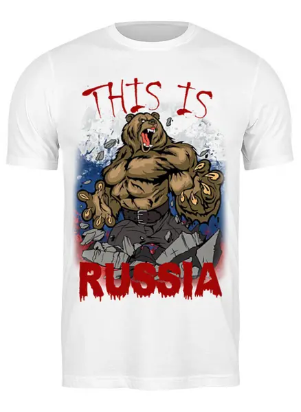 Заказать мужскую футболку в Москве. Футболка классическая Это Россия от qlllp.ru - готовые дизайны и нанесение принтов.