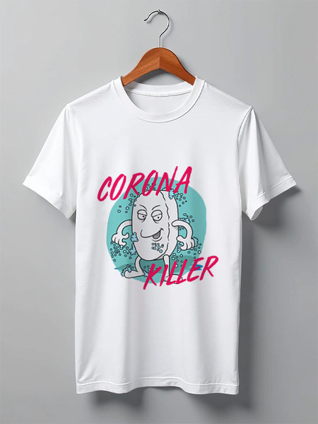 Заказать мужскую футболку в Москве. Футболка классическая Corona Killer от Дана Столыпина - готовые дизайны и нанесение принтов.
