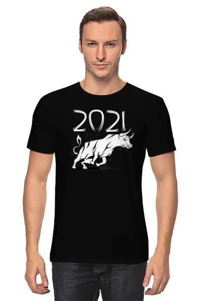 Заказать мужскую футболку в Москве. Футболка классическая Год быка от T-shirt print  - готовые дизайны и нанесение принтов.