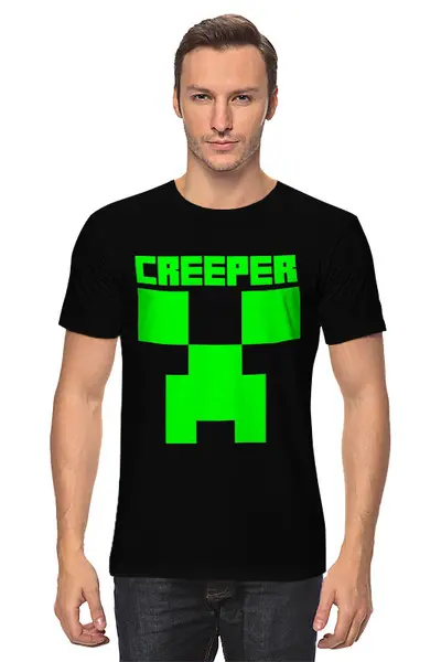 Заказать мужскую футболку в Москве. Футболка классическая MINECRAFT CREEPER от weeert - готовые дизайны и нанесение принтов.