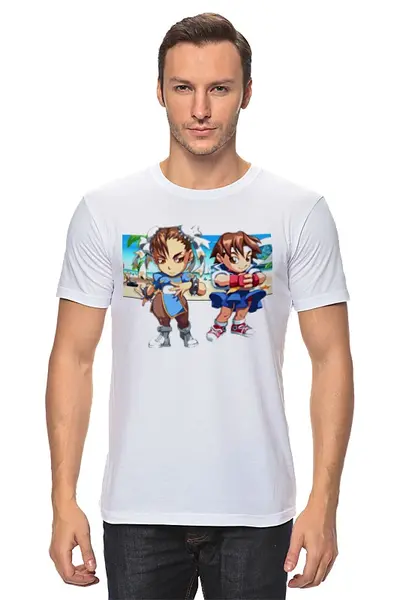 Заказать мужскую футболку в Москве. Футболка классическая Street Fighter #mini Chuni & Sakura от StreetMag - готовые дизайны и нанесение принтов.