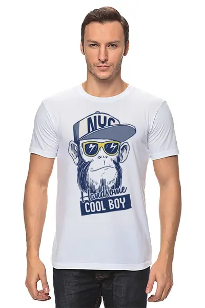 Заказать мужскую футболку в Москве. Футболка классическая Brooklyn monkey от fairpoker@mail.ru - готовые дизайны и нанесение принтов.