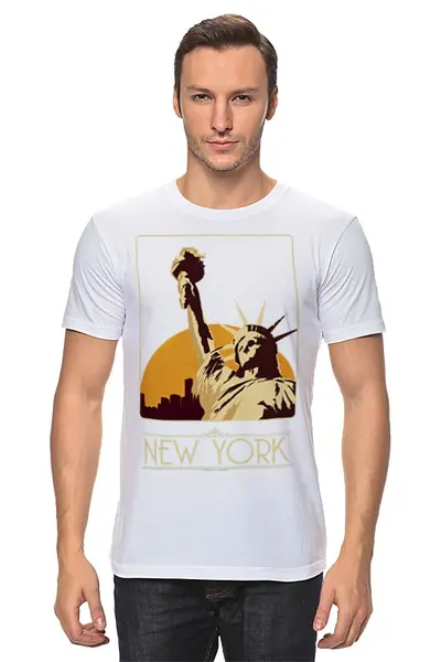 Заказать мужскую футболку в Москве. Футболка классическая New York от aleks_say - готовые дизайны и нанесение принтов.